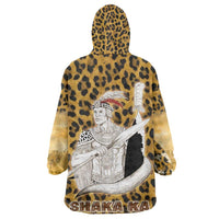 Shaka Zulu Kid Wearable Blanket Hoodie Leopard Print Design Traditional Warrior Spear and Shield Illustration Tribal King - Wonder Print Shop