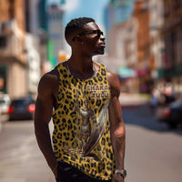 Shaka Zulu Men Tank Top Leopard Print Design Traditional Warrior Spear and Shield Illustration Tribal King - Wonder Print Shop