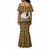 Shaka Zulu Mermaid Dress Leopard Print Design Traditional Warrior Spear and Shield Illustration Tribal King - Wonder Print Shop