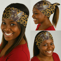 Shaka Zulu Neck Gaiter Leopard Print Design Traditional Warrior Spear and Shield Illustration Tribal King - Wonder Print Shop