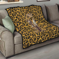 Shaka Zulu Quilt Leopard Print Design Traditional Warrior Spear and Shield Illustration Tribal King - Wonder Print Shop