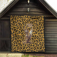 Shaka Zulu Quilt Leopard Print Design Traditional Warrior Spear and Shield Illustration Tribal King - Wonder Print Shop