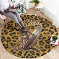 Shaka Zulu Round Carpet Leopard Print Design Traditional Warrior Spear and Shield Illustration Tribal King - Wonder Print Shop