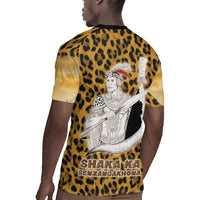 Shaka Zulu Rugby Jersey Leopard Print Design Traditional Warrior Spear and Shield Illustration Tribal King - Wonder Print Shop