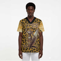 Shaka Zulu Scrub Top Leopard Print Design Traditional Warrior Spear and Shield Illustration Tribal King - Wonder Print Shop