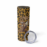 Shaka Zulu Skinny Tumbler Leopard Print Design Traditional Warrior Spear and Shield Illustration Tribal King - Wonder Print Shop