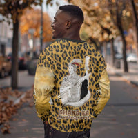 Shaka Zulu Sweatshirt Leopard Print Design Traditional Warrior Spear and Shield Illustration Tribal King - Wonder Print Shop