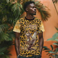 Shaka Zulu T shirt Leopard Print Design Traditional Warrior Spear and Shield Illustration Tribal King - Wonder Print Shop