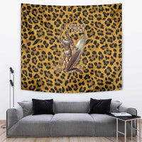 Shaka Zulu Tapestry Leopard Print Design Traditional Warrior Spear and Shield Illustration Tribal King - Wonder Print Shop