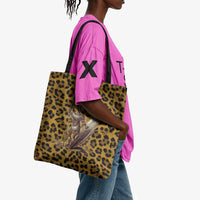 Shaka Zulu Tote Bag Leopard Print Design Traditional Warrior Spear and Shield Illustration Tribal King - Wonder Print Shop