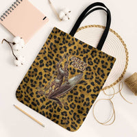 Shaka Zulu Tote Bag Leopard Print Design Traditional Warrior Spear and Shield Illustration Tribal King - Wonder Print Shop