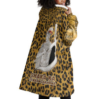 Shaka Zulu Wearable Blanket Hoodie Leopard Print Design Traditional Warrior Spear and Shield Illustration Tribal King - Wonder Print Shop