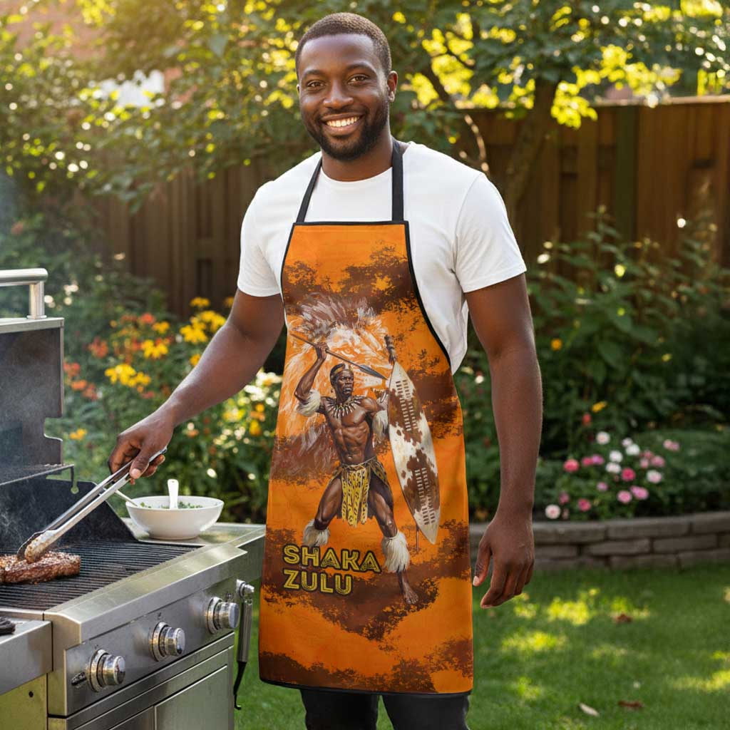 Shaka Zulu Apron Warrior Fiery Roaring Lion - Never Retreat Never Surrender African Strength and Courage - Wonder Print Shop