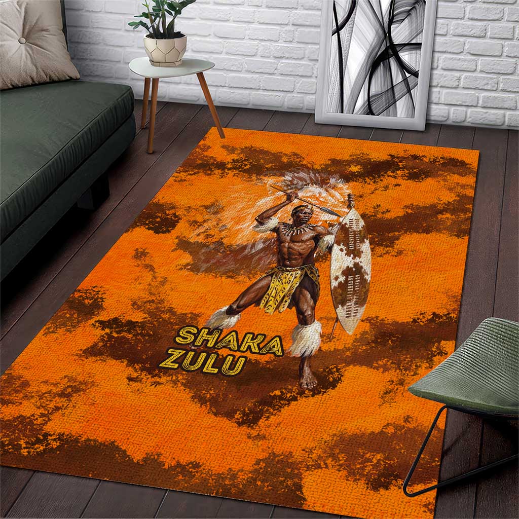 Shaka Zulu Area Rug Warrior Fiery Roaring Lion - Never Retreat Never Surrender African Strength and Courage - Wonder Print Shop