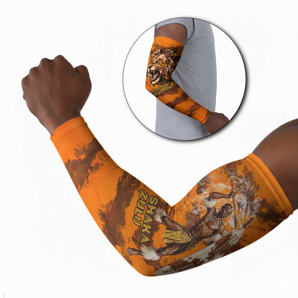 Shaka Zulu Arm Sleeves Warrior Fiery Roaring Lion - Never Retreat Never Surrender African Strength and Courage - Wonder Print Shop