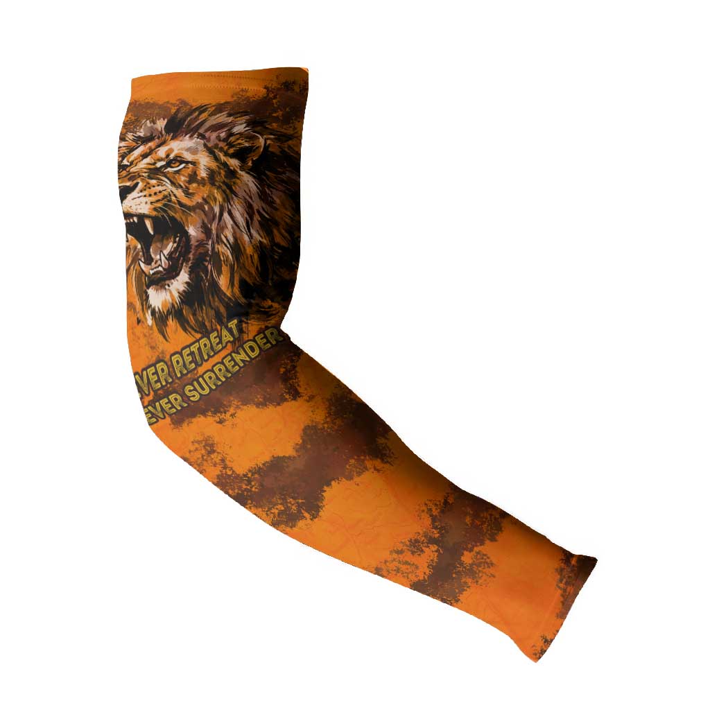 Shaka Zulu Arm Sleeves Warrior Fiery Roaring Lion - Never Retreat Never Surrender African Strength and Courage - Wonder Print Shop