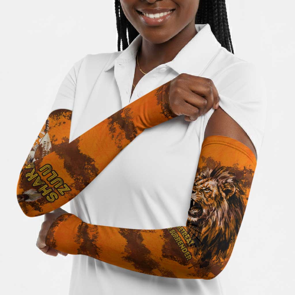 Shaka Zulu Arm Sleeves Warrior Fiery Roaring Lion - Never Retreat Never Surrender African Strength and Courage - Wonder Print Shop