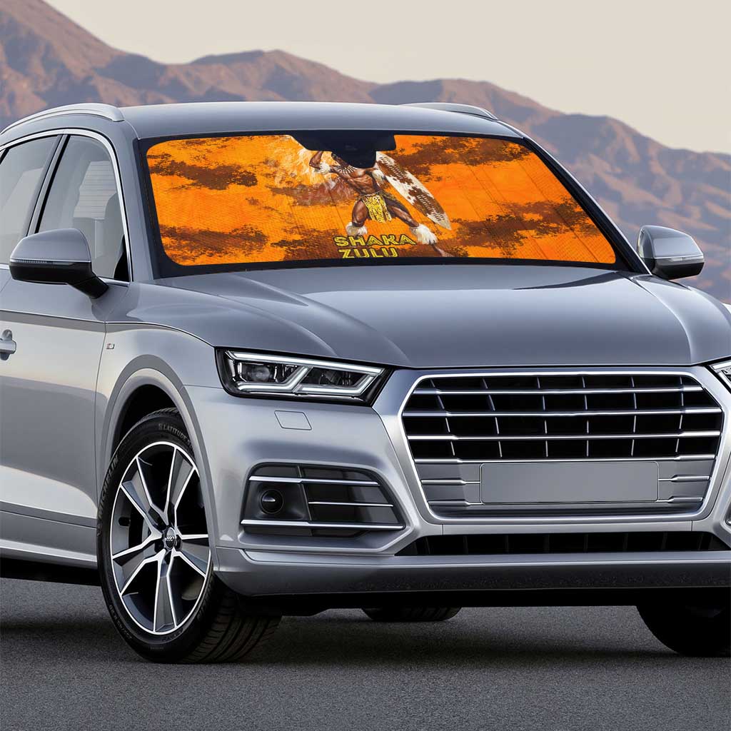 Shaka Zulu Auto Sun Shade Warrior Fiery Roaring Lion - Never Retreat Never Surrender African Strength and Courage - Wonder Print Shop