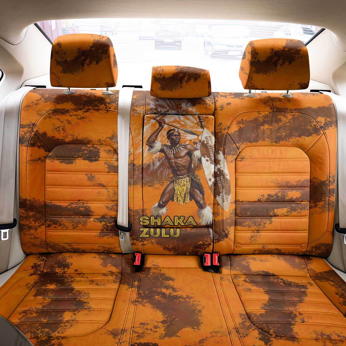 Shaka Zulu Back Car Seat Cover Warrior Fiery Roaring Lion - Never Retreat Never Surrender African Strength and Courage - Wonder Print Shop
