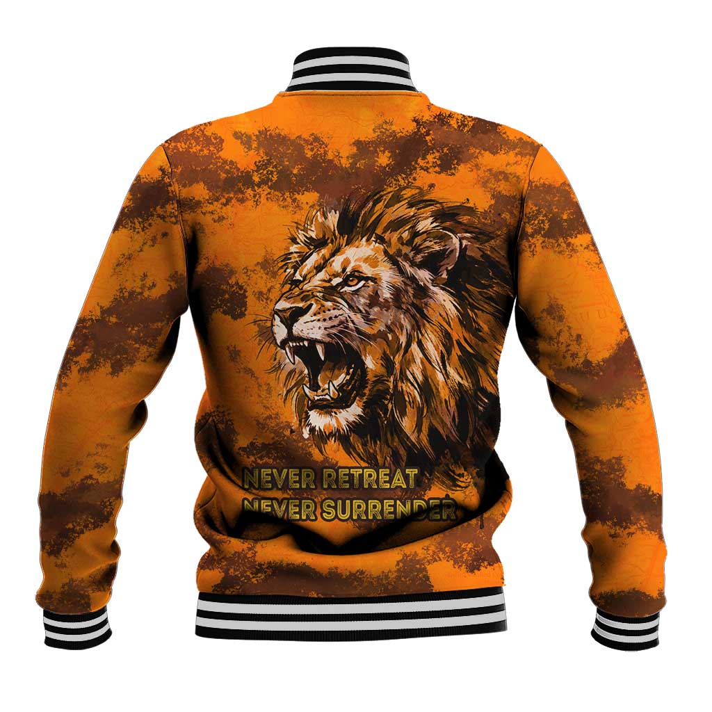 Shaka Zulu Baseball Jacket Warrior Fiery Roaring Lion - Never Retreat Never Surrender African Strength and Courage - Wonder Print Shop