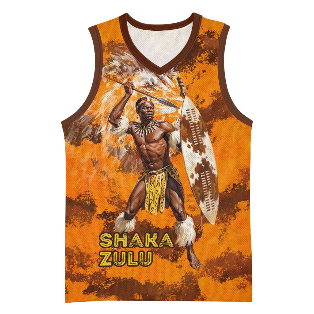 Shaka Zulu Basketball Jersey Warrior Fiery Roaring Lion - Never Retreat Never Surrender African Strength and Courage - Wonder Print Shop