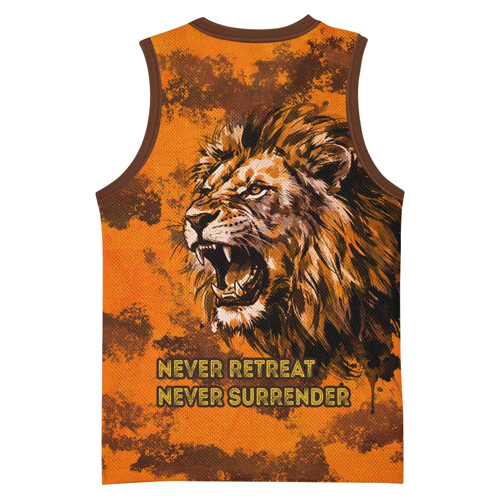 Shaka Zulu Basketball Jersey Warrior Fiery Roaring Lion - Never Retreat Never Surrender African Strength and Courage - Wonder Print Shop