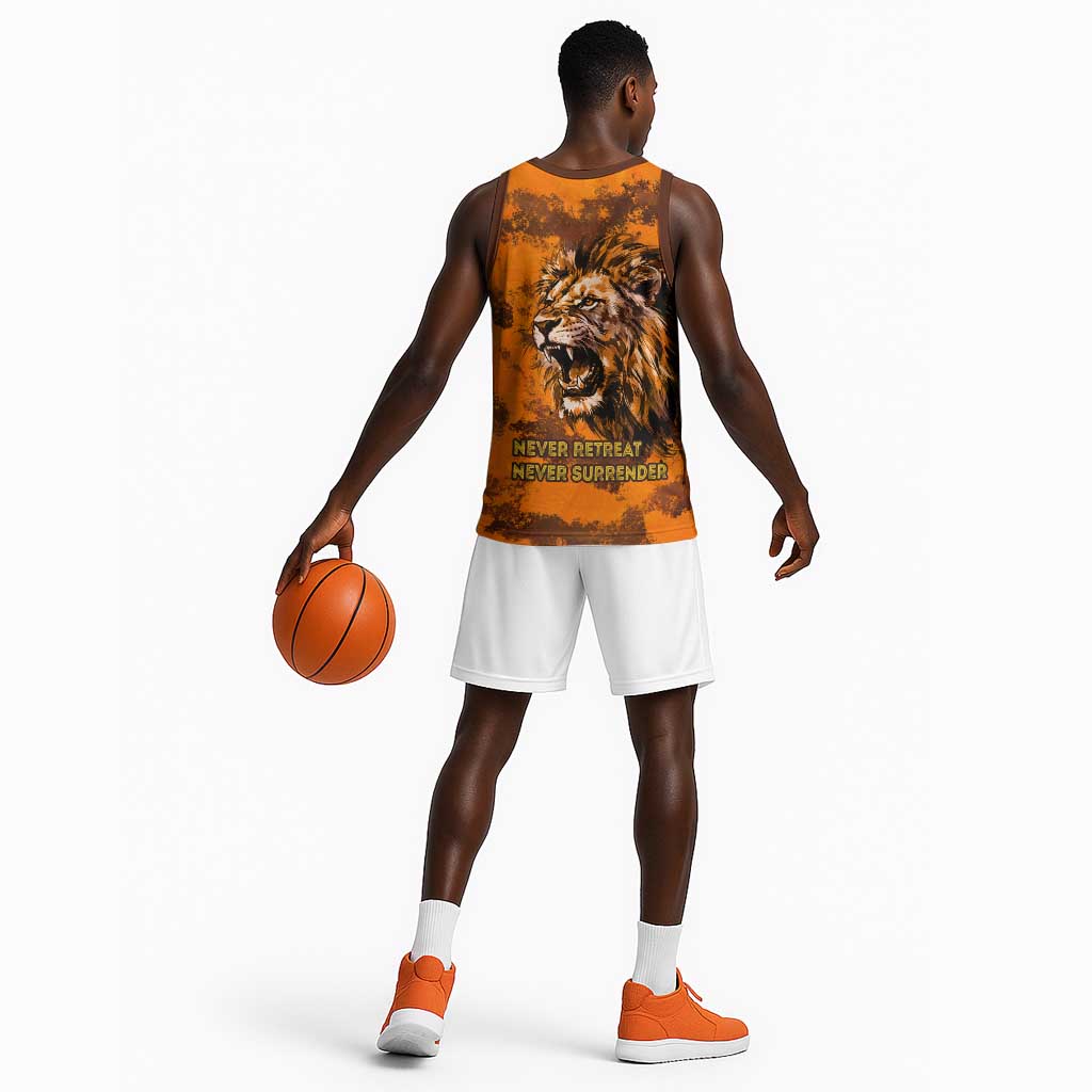 Shaka Zulu Basketball Jersey Warrior Fiery Roaring Lion - Never Retreat Never Surrender African Strength and Courage - Wonder Print Shop