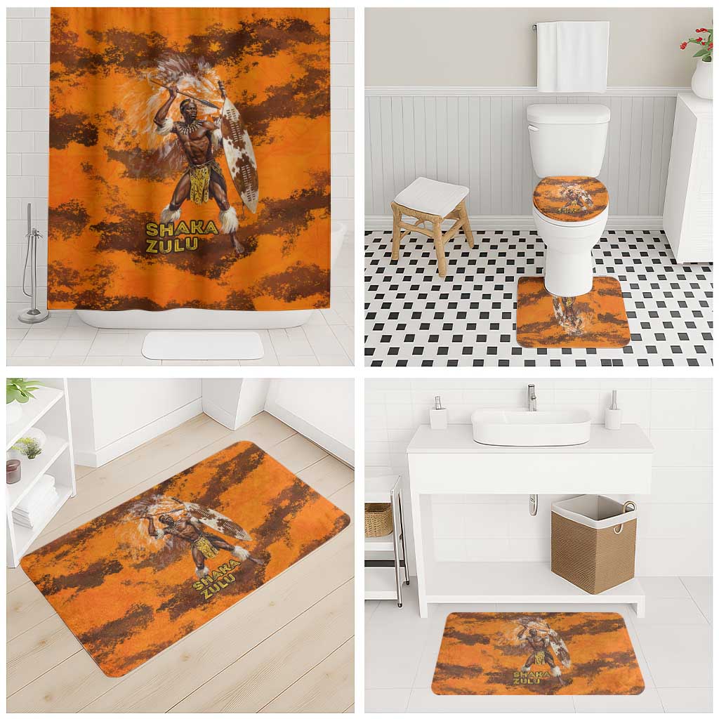 Shaka Zulu Bathroom Set Warrior Fiery Roaring Lion - Never Retreat Never Surrender African Strength and Courage - Wonder Print Shop