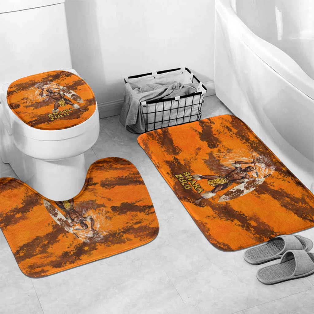 Shaka Zulu Bathroom Set Warrior Fiery Roaring Lion - Never Retreat Never Surrender African Strength and Courage - Wonder Print Shop