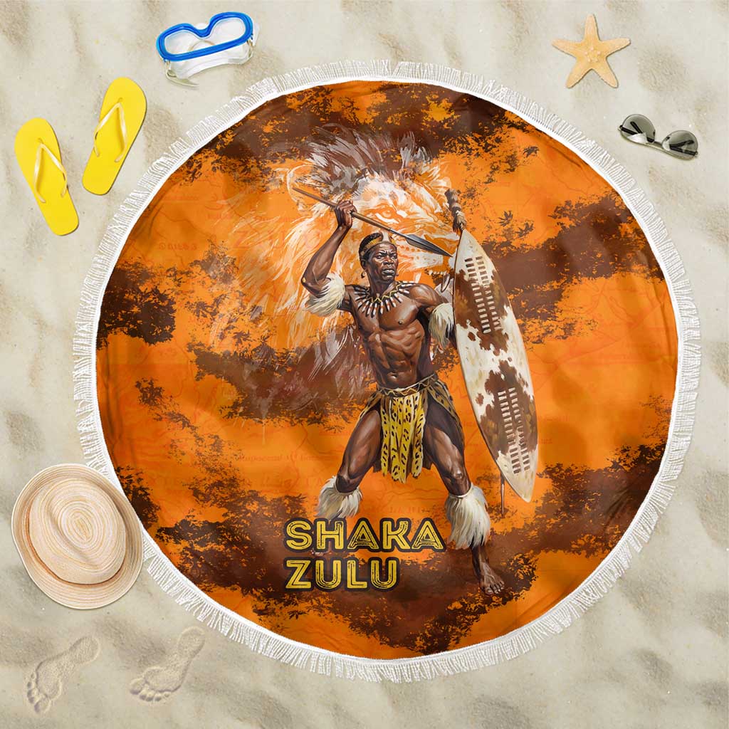Shaka Zulu Beach Blanket Warrior Fiery Roaring Lion - Never Retreat Never Surrender African Strength and Courage - Wonder Print Shop