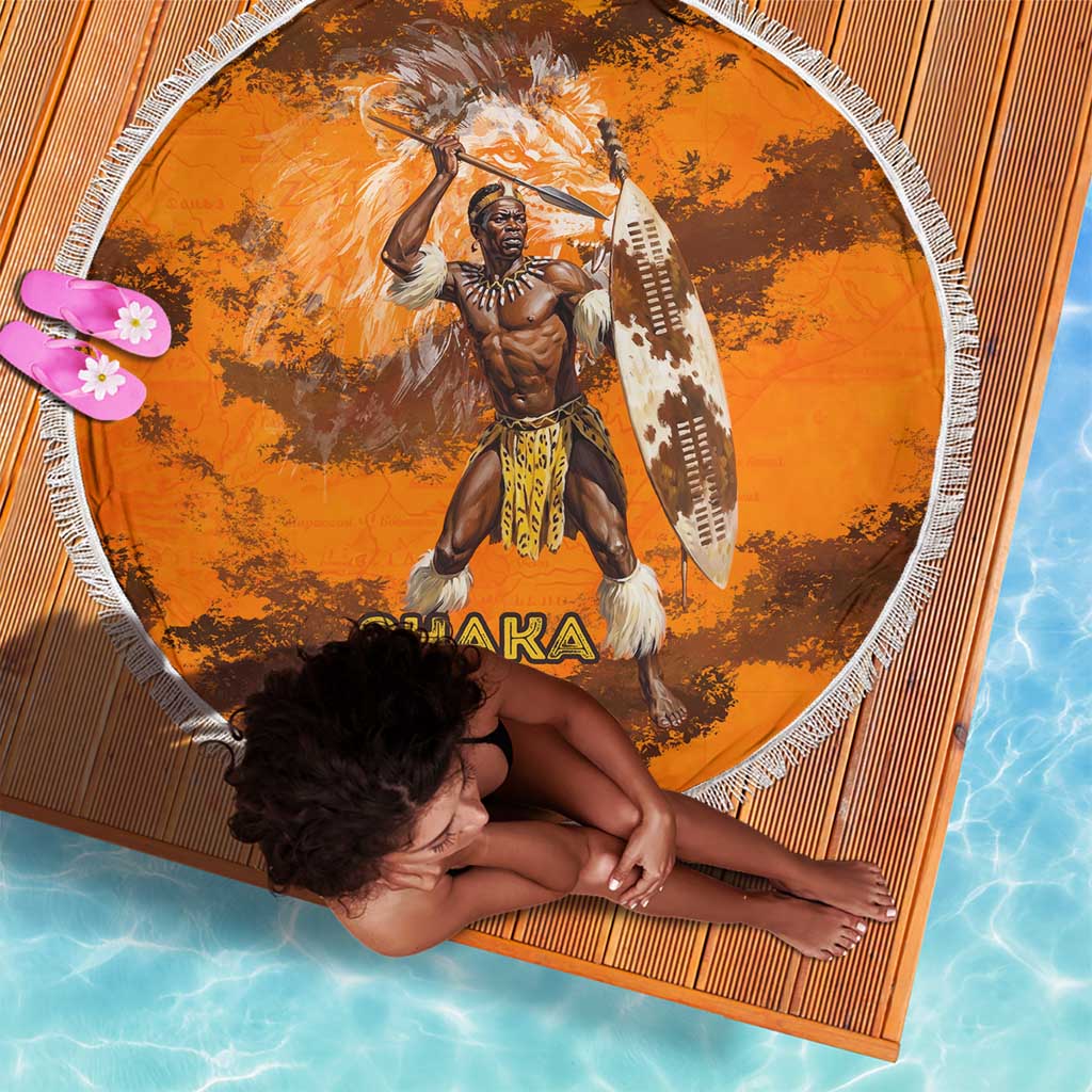 Shaka Zulu Beach Blanket Warrior Fiery Roaring Lion - Never Retreat Never Surrender African Strength and Courage - Wonder Print Shop