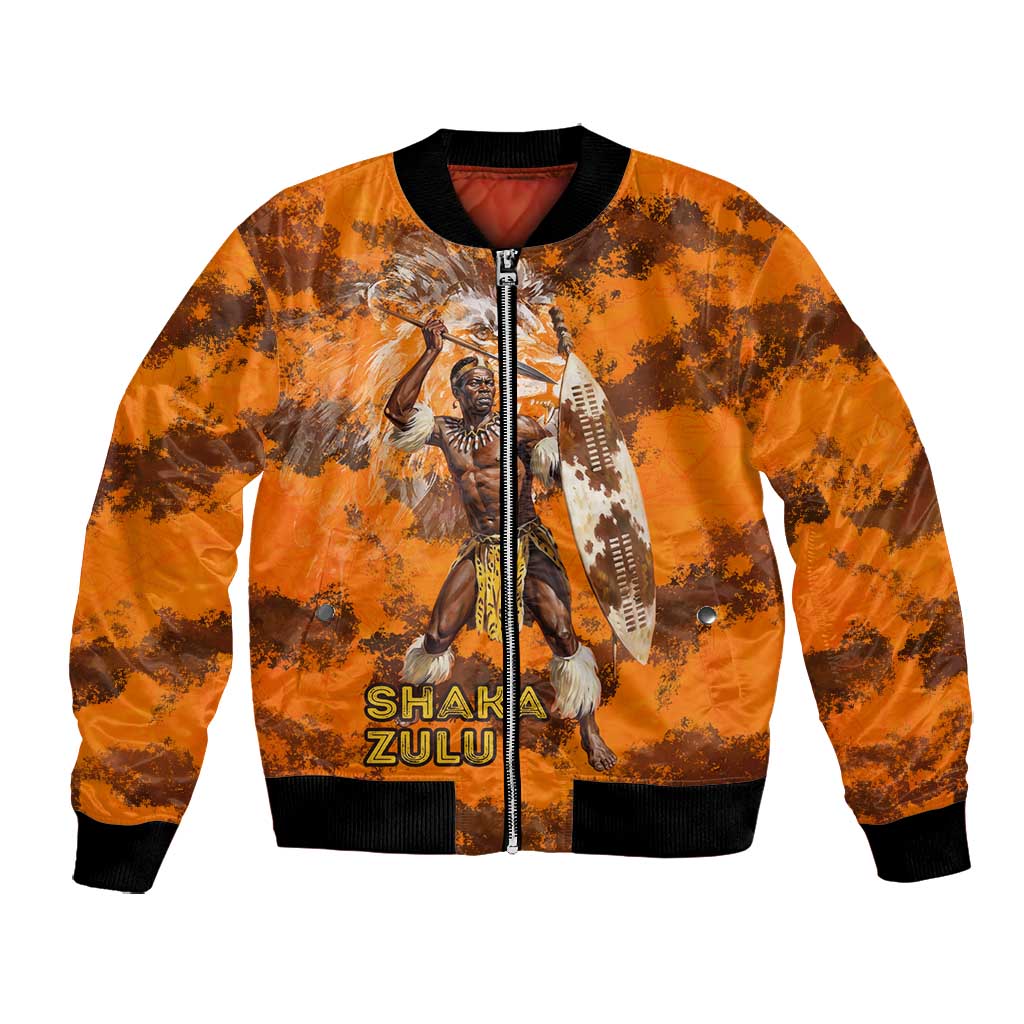 Shaka Zulu Bomber Jacket Warrior Fiery Roaring Lion - Never Retreat Never Surrender African Strength and Courage - Wonder Print Shop