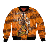 Shaka Zulu Bomber Jacket Warrior Fiery Roaring Lion - Never Retreat Never Surrender African Strength and Courage - Wonder Print Shop