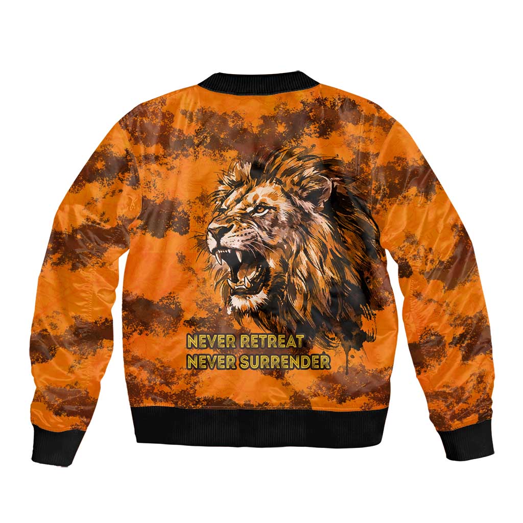 Shaka Zulu Bomber Jacket Warrior Fiery Roaring Lion - Never Retreat Never Surrender African Strength and Courage - Wonder Print Shop
