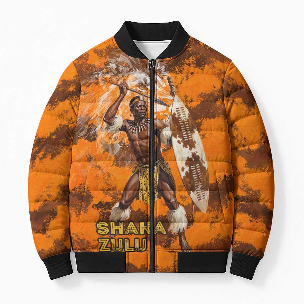 Shaka Zulu Bomber Puffer Jacket Warrior Fiery Roaring Lion - Never Retreat Never Surrender African Strength and Courage - Wonder Print Shop