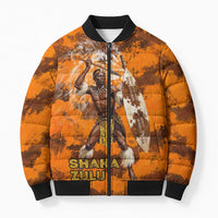 Shaka Zulu Bomber Puffer Jacket Warrior Fiery Roaring Lion - Never Retreat Never Surrender African Strength and Courage - Wonder Print Shop