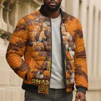 Shaka Zulu Bomber Puffer Jacket Warrior Fiery Roaring Lion - Never Retreat Never Surrender African Strength and Courage - Wonder Print Shop