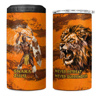 Shaka Zulu 4 in 1 Can Cooler Tumbler Warrior Fiery Roaring Lion - Never Retreat Never Surrender African Strength and Courage - Wonder Print Shop