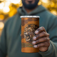Shaka Zulu 4 in 1 Can Cooler Tumbler Warrior Fiery Roaring Lion - Never Retreat Never Surrender African Strength and Courage - Wonder Print Shop