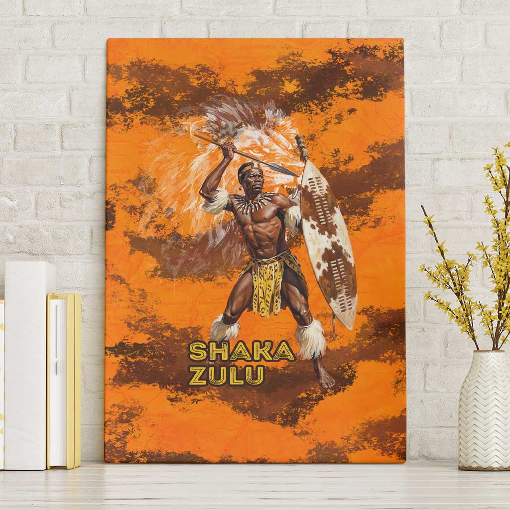 Shaka Zulu Canvas Wall Art Warrior Fiery Roaring Lion - Never Retreat Never Surrender African Strength and Courage - Wonder Print Shop
