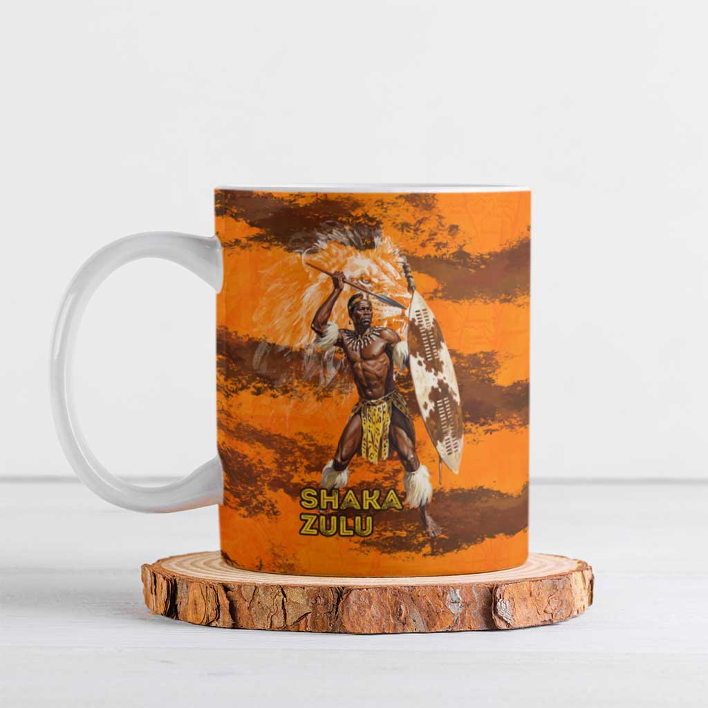 Shaka Zulu Ceramic Mug Warrior Fiery Roaring Lion - Never Retreat Never Surrender African Strength and Courage - Wonder Print Shop