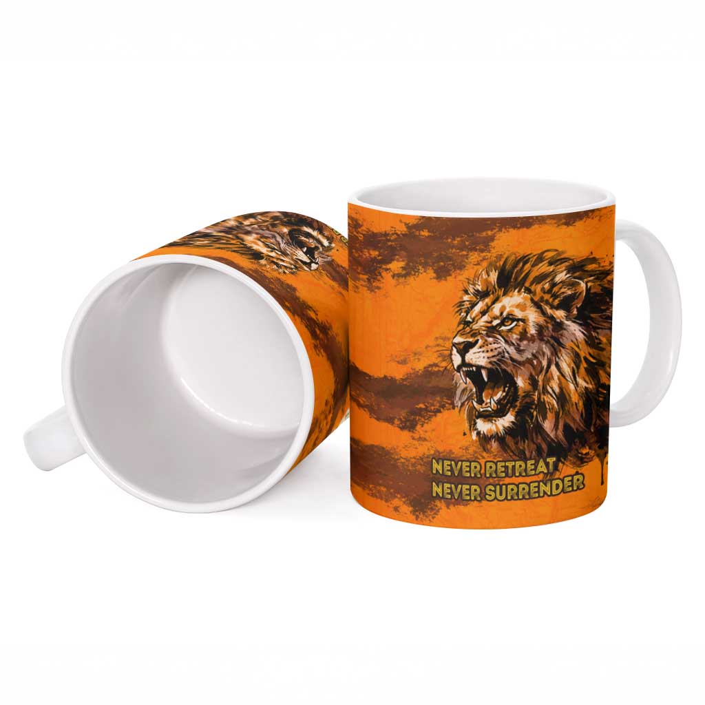 Shaka Zulu Ceramic Mug Warrior Fiery Roaring Lion - Never Retreat Never Surrender African Strength and Courage - Wonder Print Shop