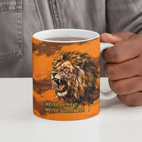 Shaka Zulu Ceramic Mug Warrior Fiery Roaring Lion - Never Retreat Never Surrender African Strength and Courage - Wonder Print Shop