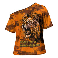 Shaka Zulu Cross Shoulder Shirt Warrior Fiery Roaring Lion - Never Retreat Never Surrender African Strength and Courage - Wonder Print Shop