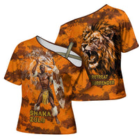 Shaka Zulu Cross Shoulder Shirt Warrior Fiery Roaring Lion - Never Retreat Never Surrender African Strength and Courage - Wonder Print Shop