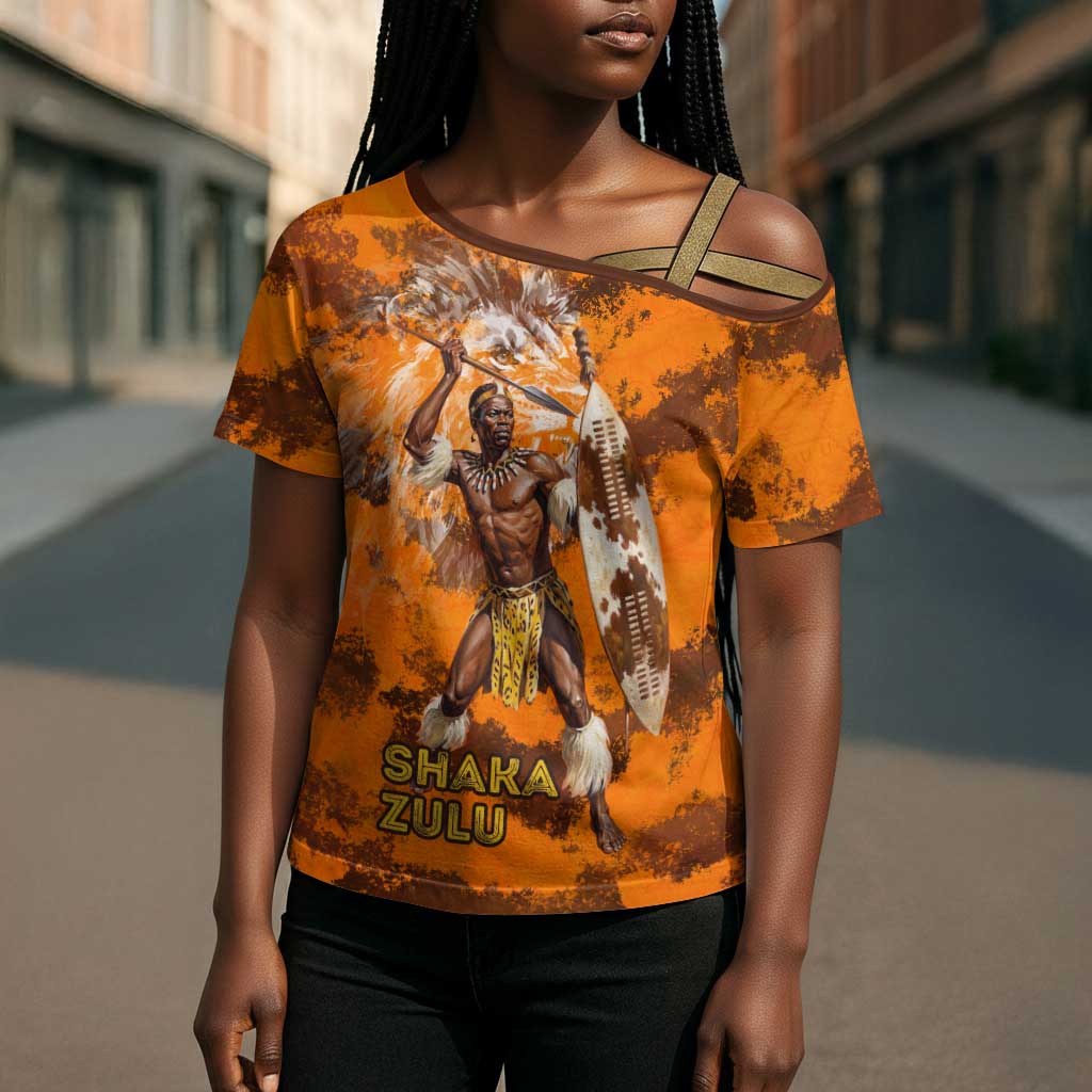 Shaka Zulu Cross Shoulder Shirt Warrior Fiery Roaring Lion - Never Retreat Never Surrender African Strength and Courage - Wonder Print Shop