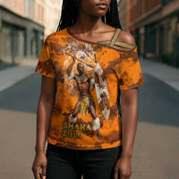 Shaka Zulu Cross Shoulder Shirt Warrior Fiery Roaring Lion - Never Retreat Never Surrender African Strength and Courage - Wonder Print Shop