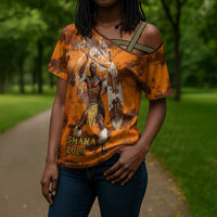 Shaka Zulu Cross Shoulder Shirt Warrior Fiery Roaring Lion - Never Retreat Never Surrender African Strength and Courage - Wonder Print Shop