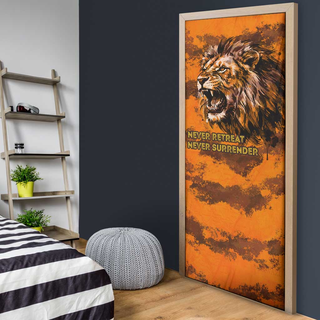 Shaka Zulu Door Cover Warrior Fiery Roaring Lion - Never Retreat Never Surrender African Strength and Courage - Wonder Print Shop