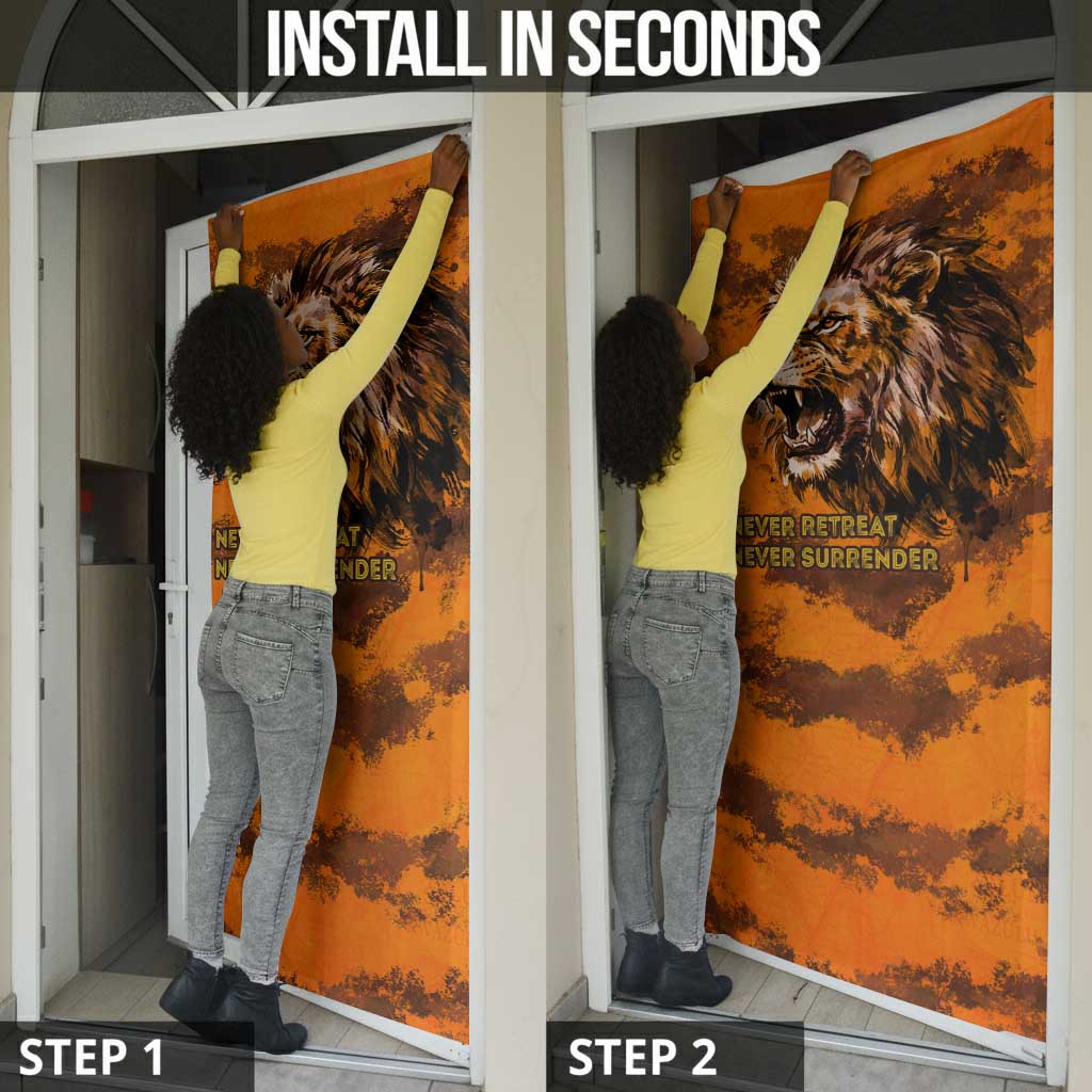 Shaka Zulu Door Cover Warrior Fiery Roaring Lion - Never Retreat Never Surrender African Strength and Courage - Wonder Print Shop